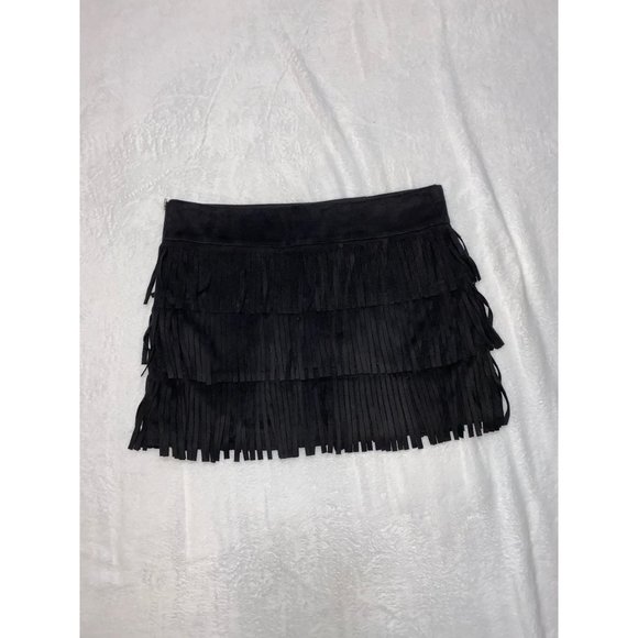 2b Bebe Suede Like Fringe Mini Skirt Size Small - Picture 6 of 10
